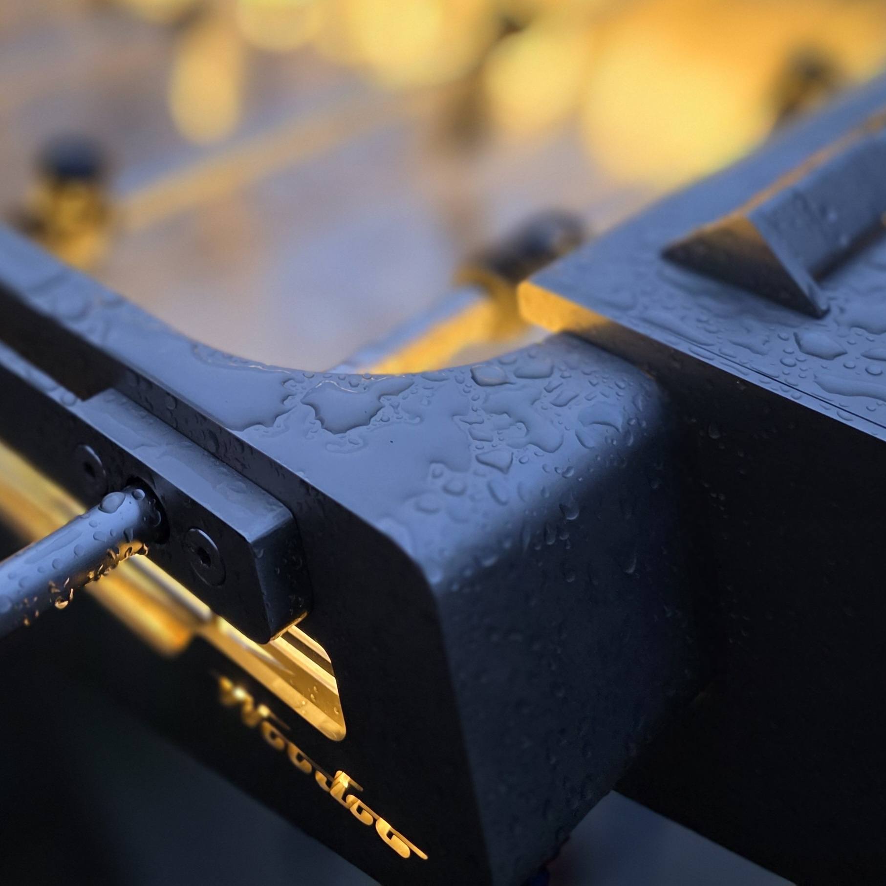 Rain on steel — detail