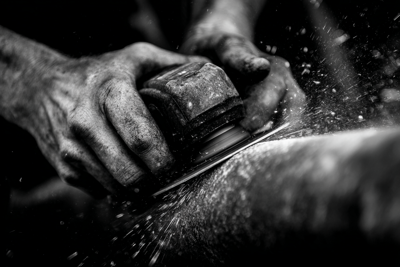 Craftsman at work — angle grinder